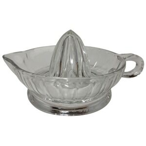 Vintage Large Clear Glass Orange Juicer Reamer Textured Handle and Pour Spout‎